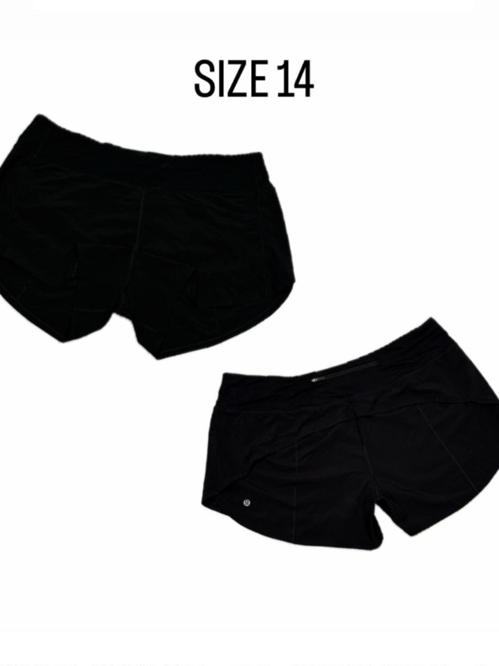 Lululemon Black Speed Up Low-Rise Lined Running Shorts - Size 14.